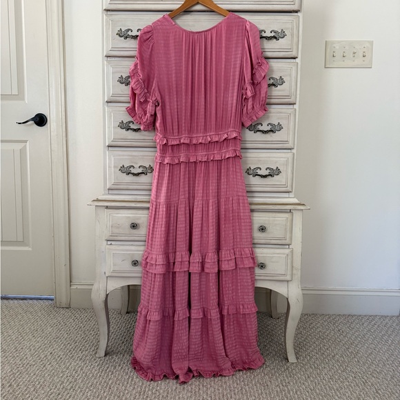 Pink Ruffle Tiered Midi Dress - Picture 2 of 4